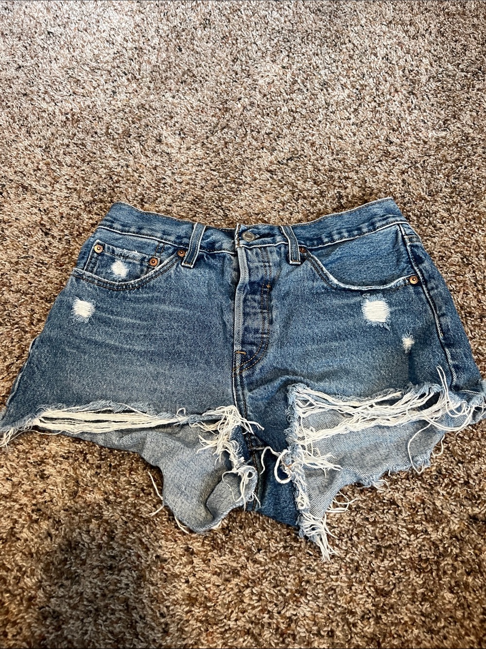Levi's Distressed Cutoff Denim Shorts - Blue Wash
